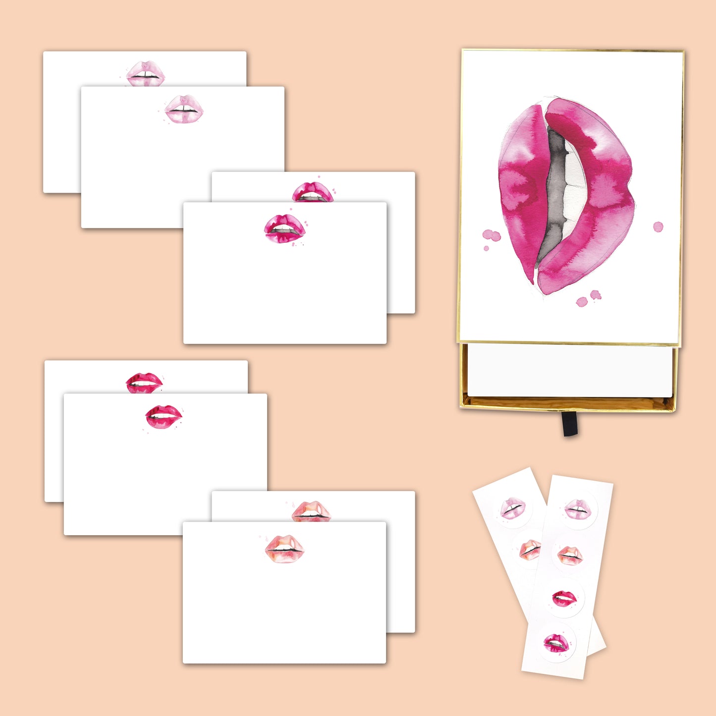 "Kiss Kiss" Notecard Set