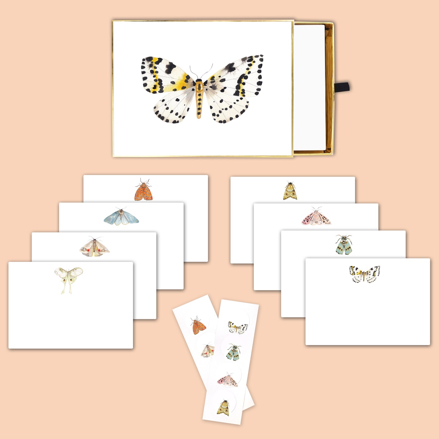 "Fly to the Light" Moths Notecard Set