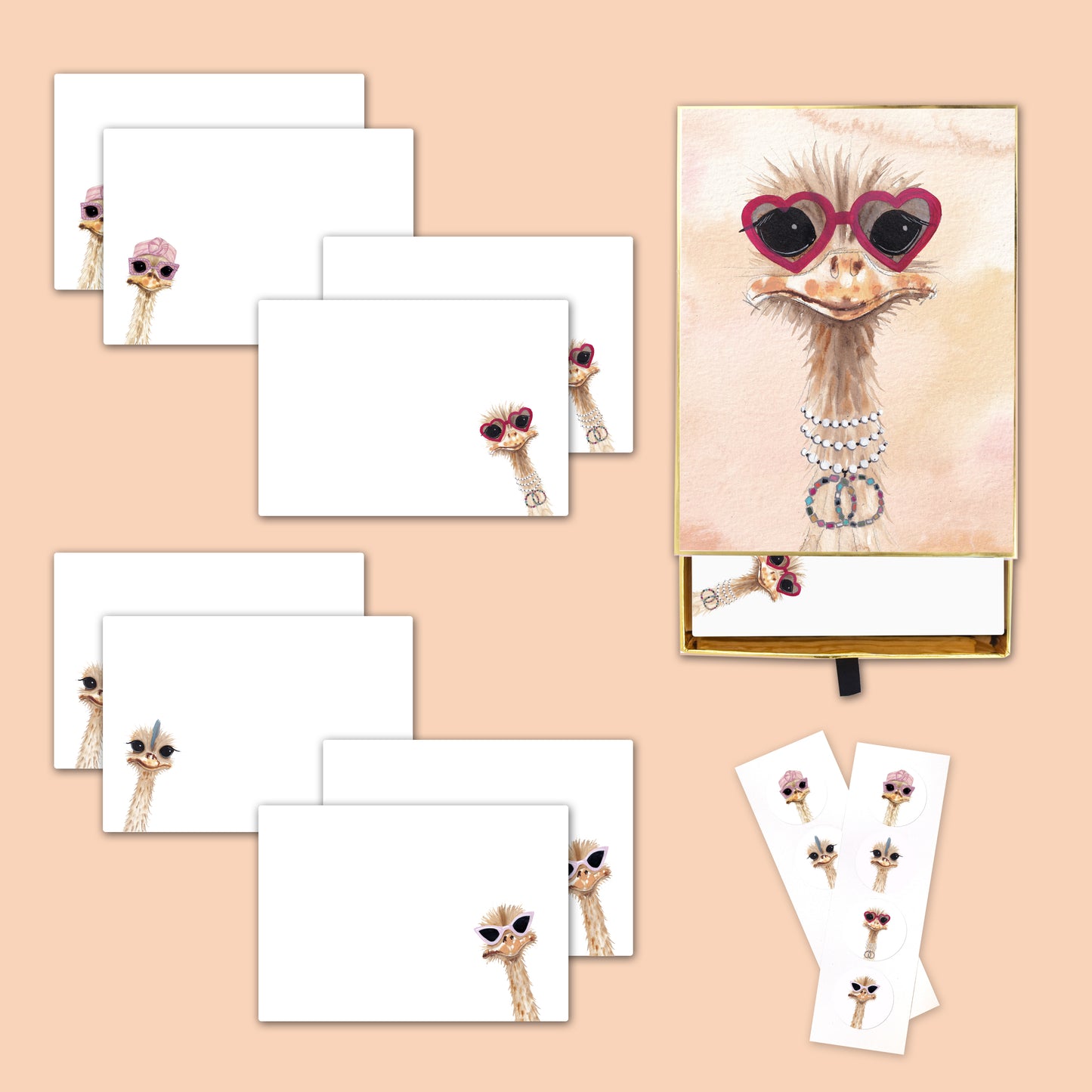 "Ostrich Gals" Notecard Set
